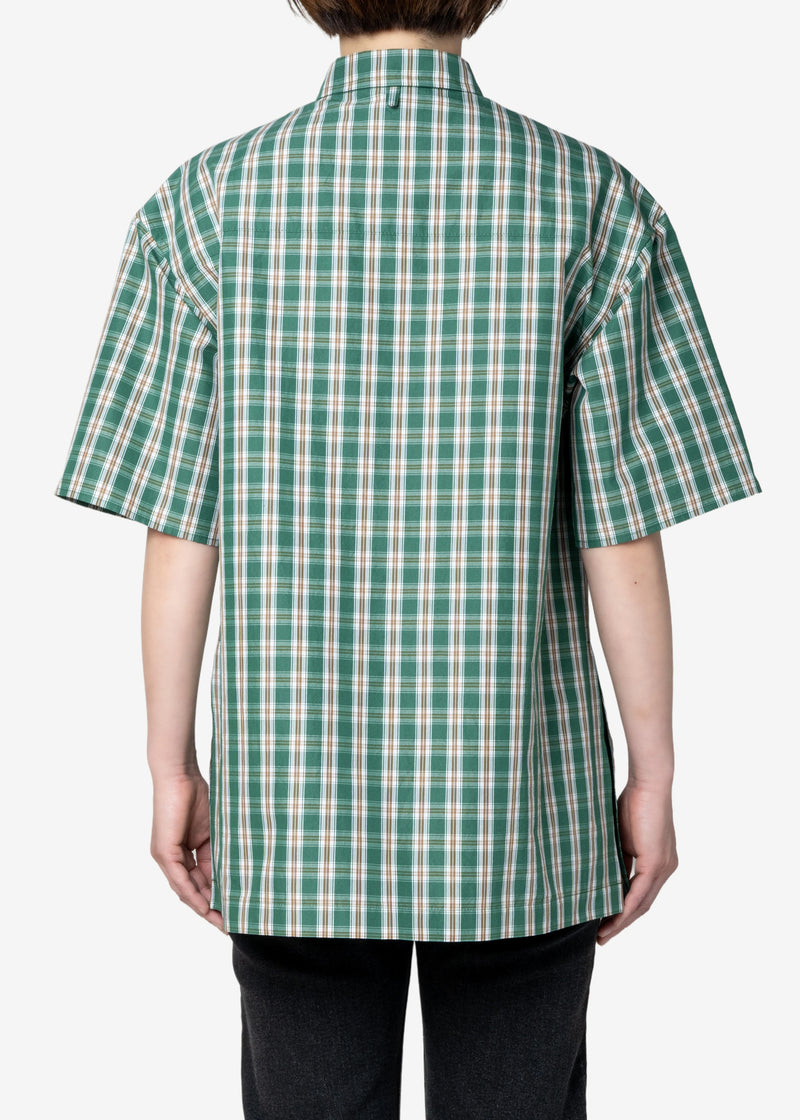 Typewriter Wash Check Short Sleeve Shirts in Green