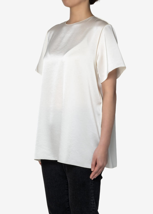Satin LRM Long Tee in Off White
