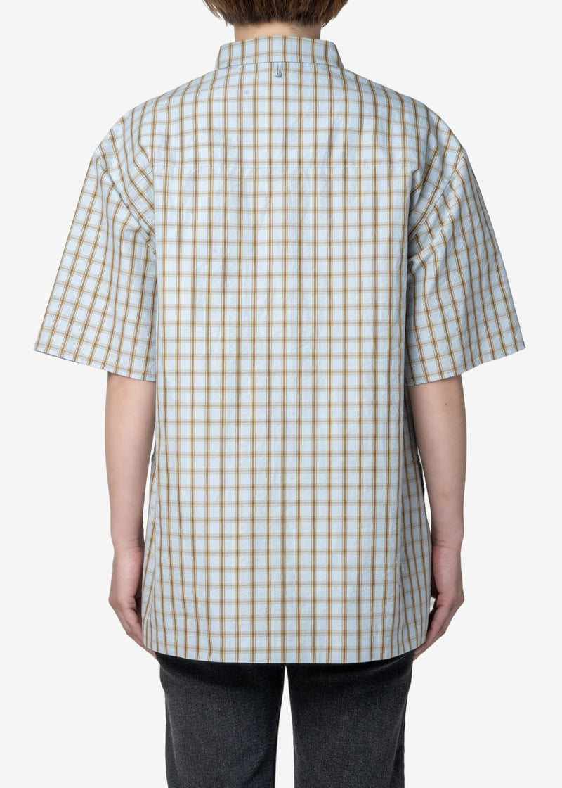 Typewriter Wash Check Short Sleeve Shirts in LtBlue