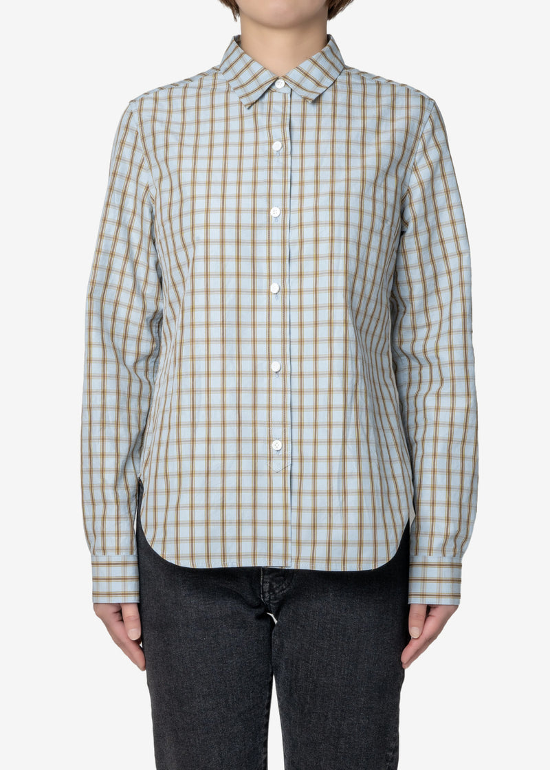 Typewriter Wash Check Shirts in LtBlue