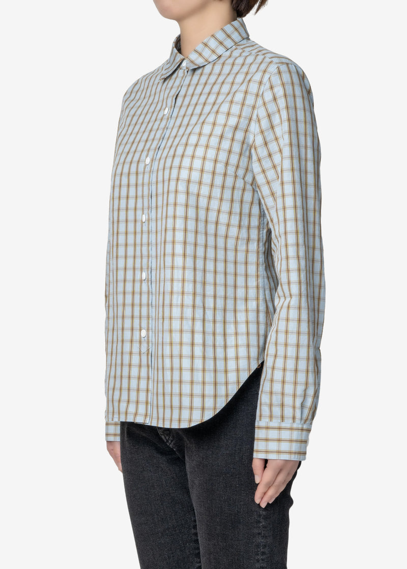 Typewriter Wash Check Shirts in LtBlue