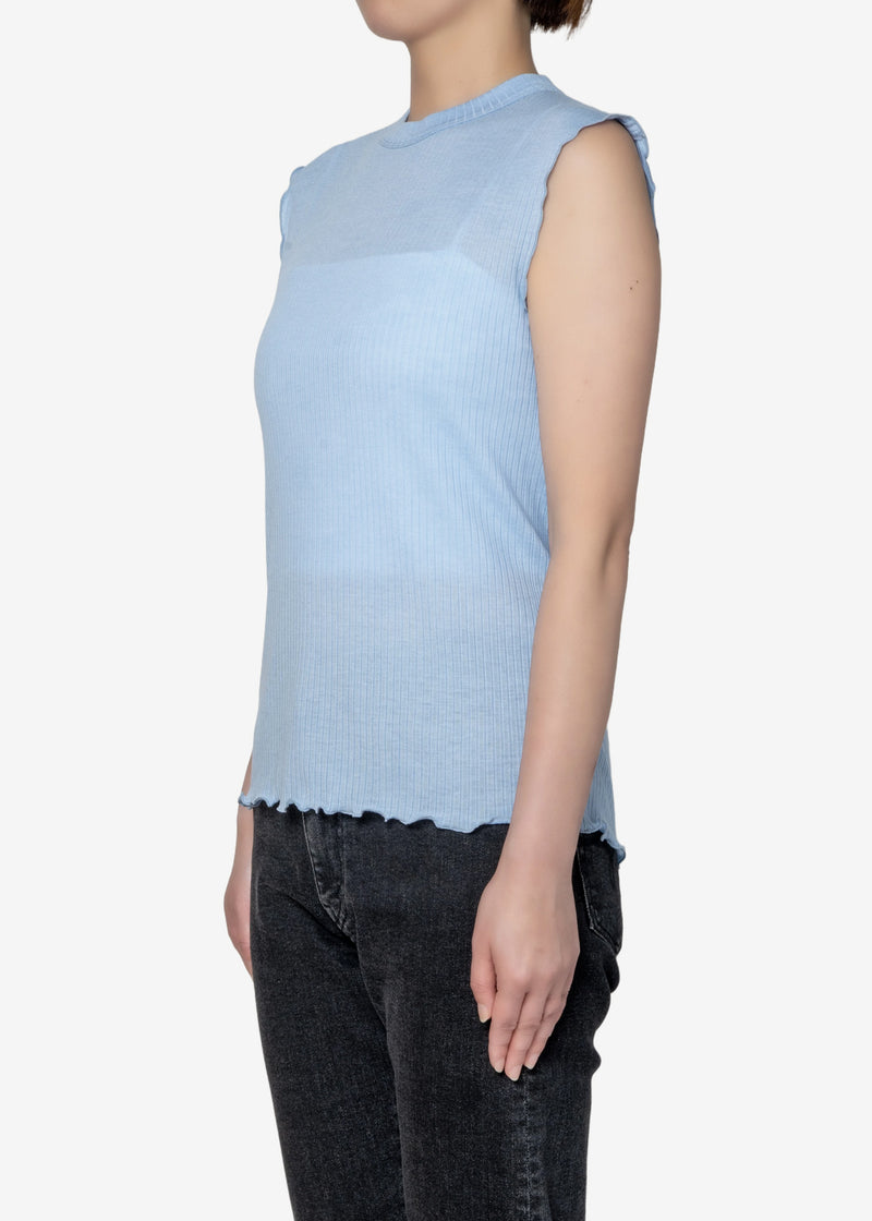 Tencel Solo Rib Sleeveless in Blue