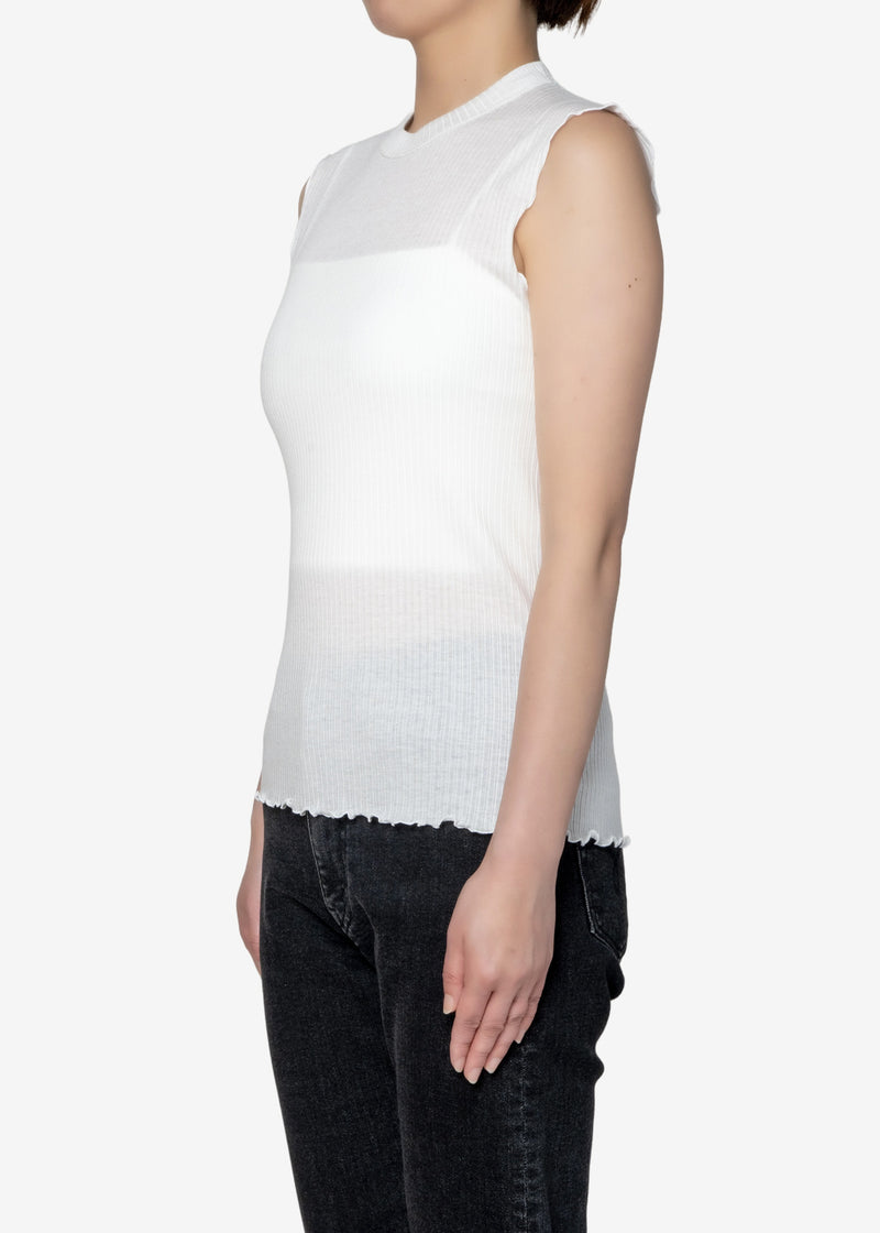 Tencel Solo Rib Sleeveless in Off White