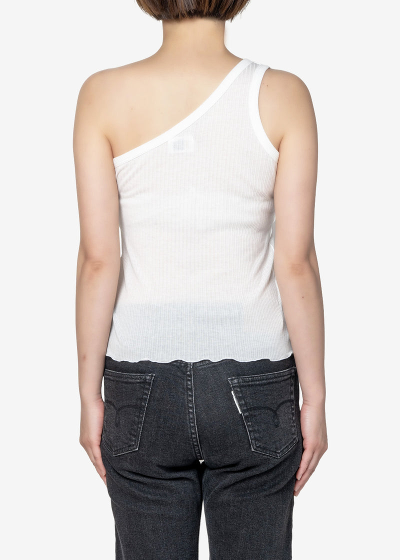 Tencel Solo Rib One Shoulder in Off White