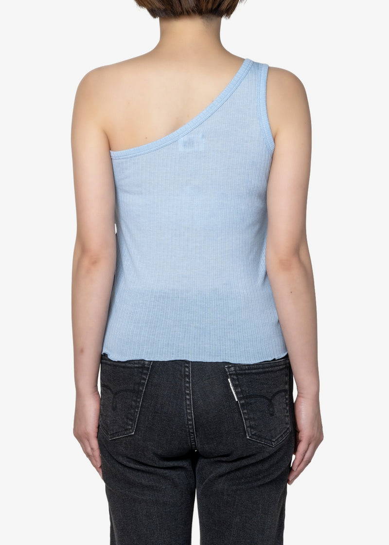 Tencel Solo Rib One Shoulder in Blue