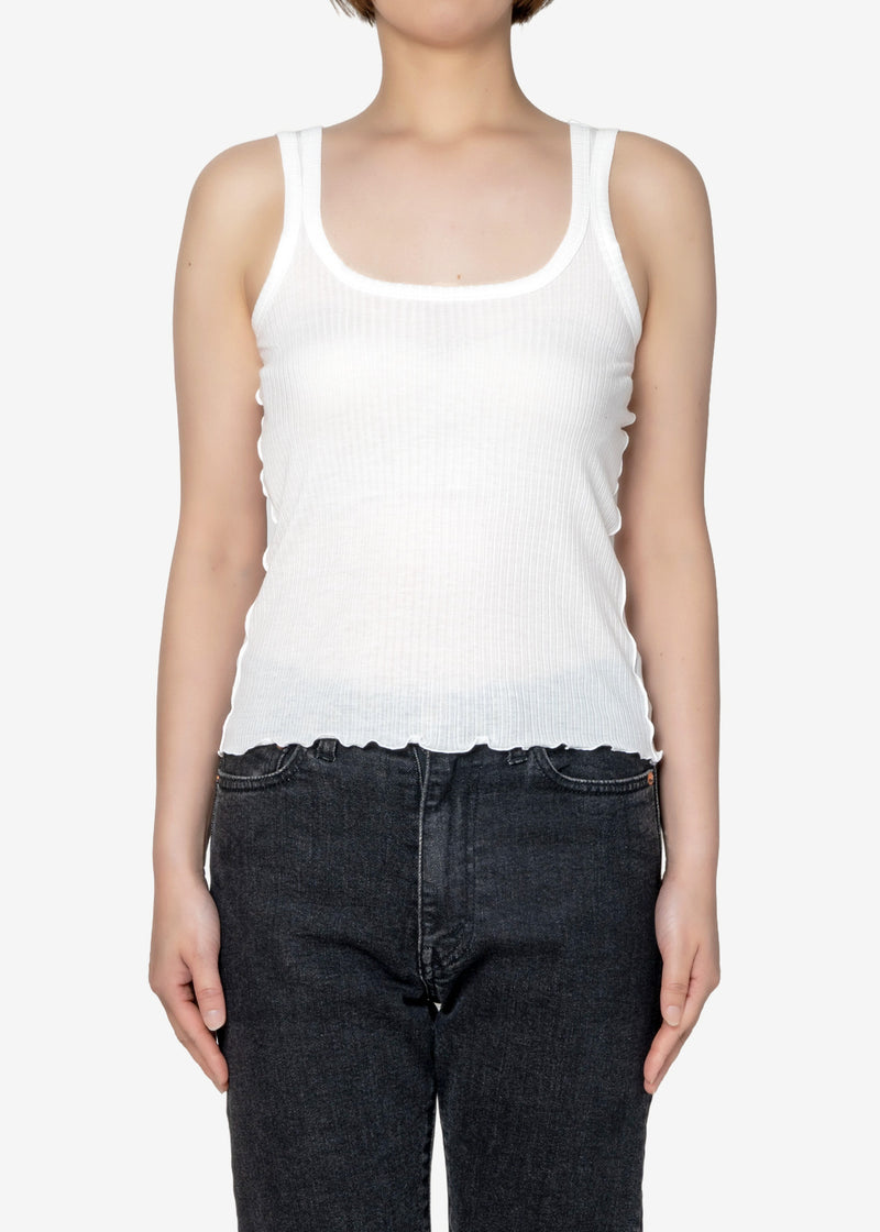 Tencel Solo Rib Tank Top in Off White