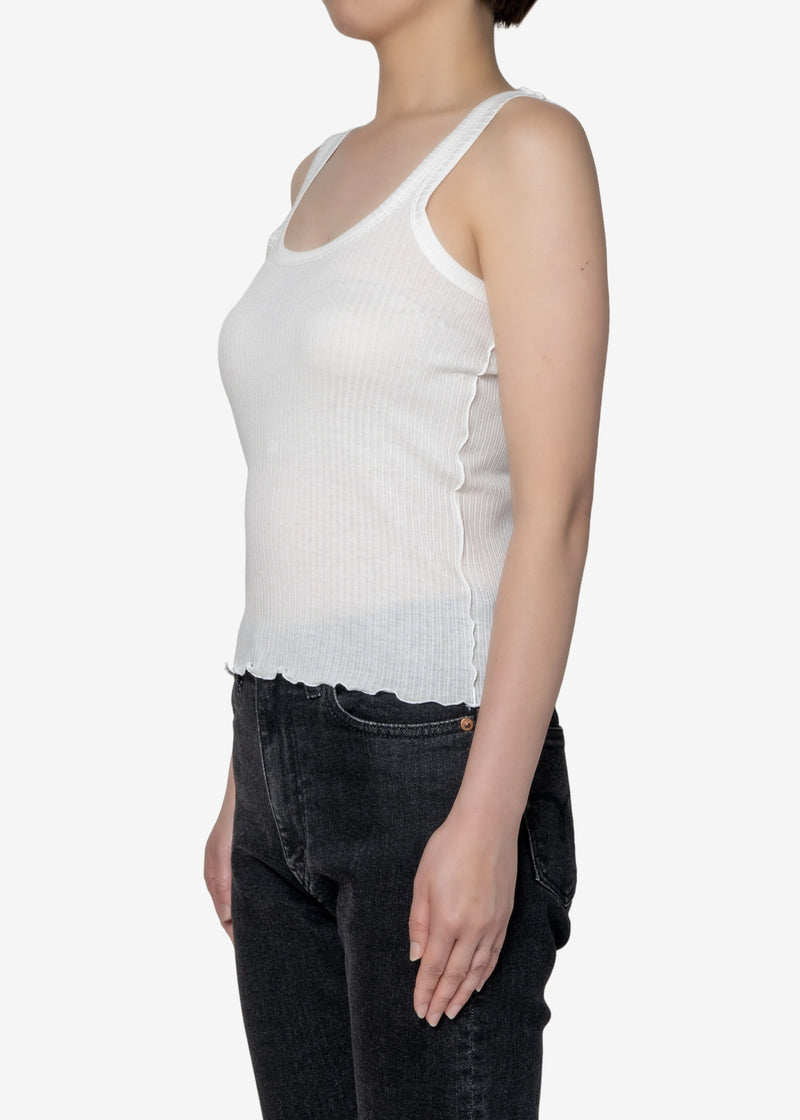 Tencel Solo Rib Tank Top in Off White