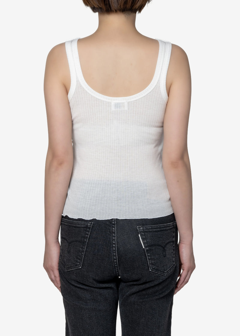 Tencel Solo Rib Tank Top in Off White