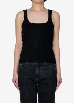 Tencel Solo Rib Tank Top in Black