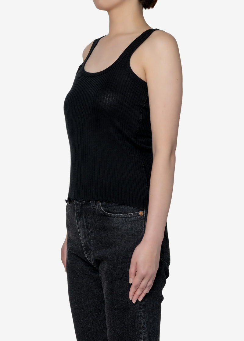 Tencel Solo Rib Tank Top in Black