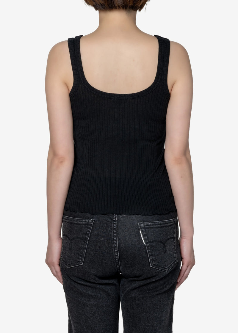 Tencel Solo Rib Tank Top in Black