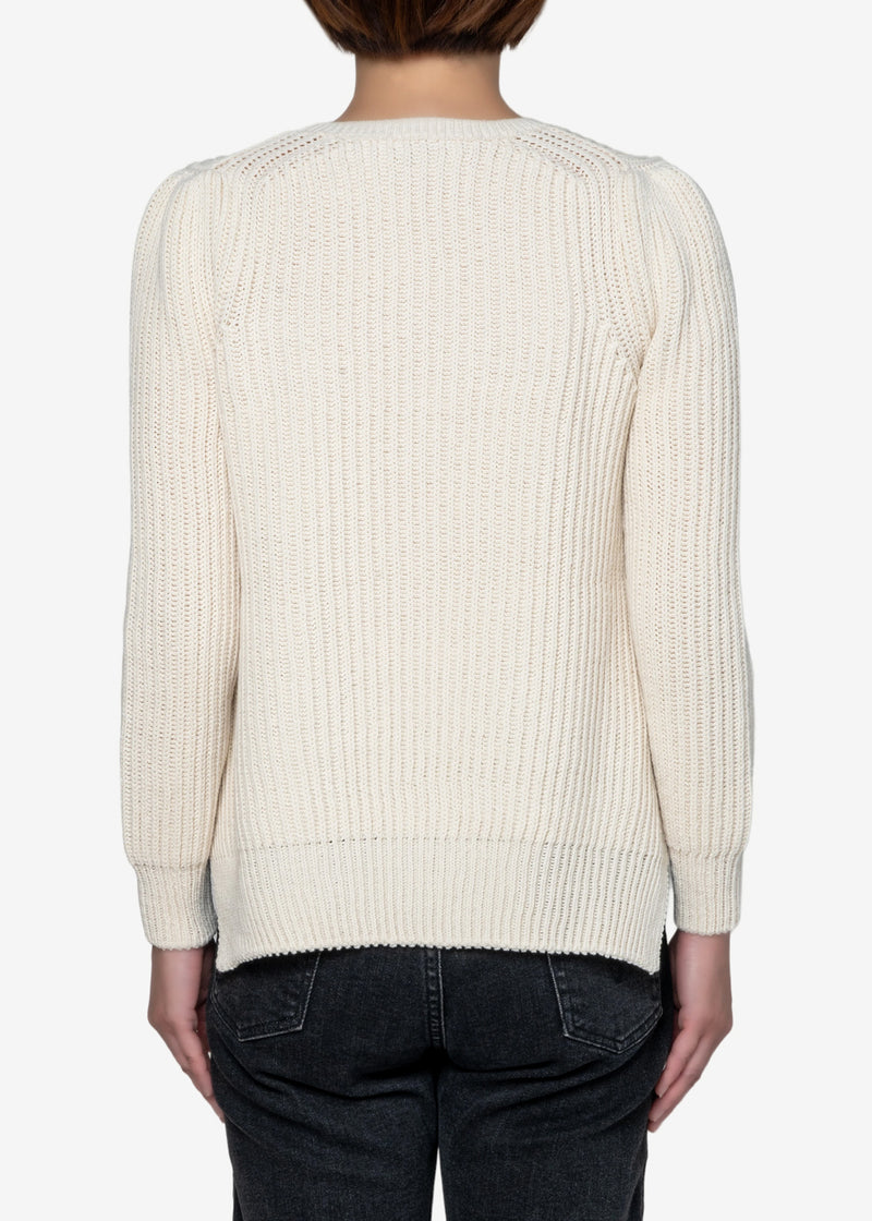 Cotton Balloon Sweater in Off White