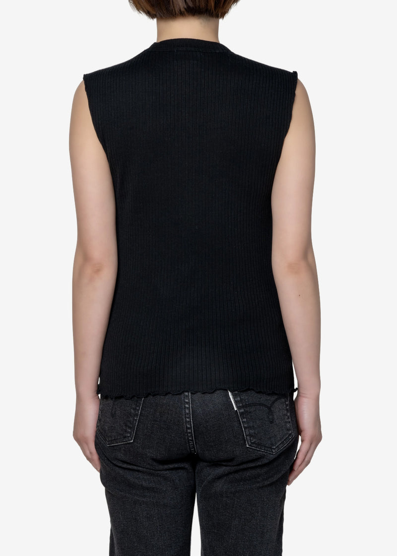 Tencel Solo Rib Sleeveless in Black