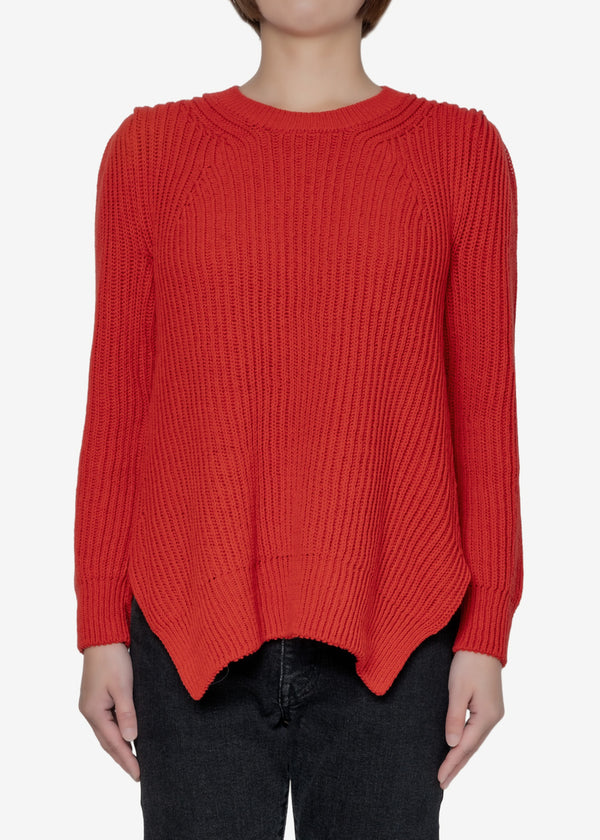 Cotton Balloon Sweater in Red