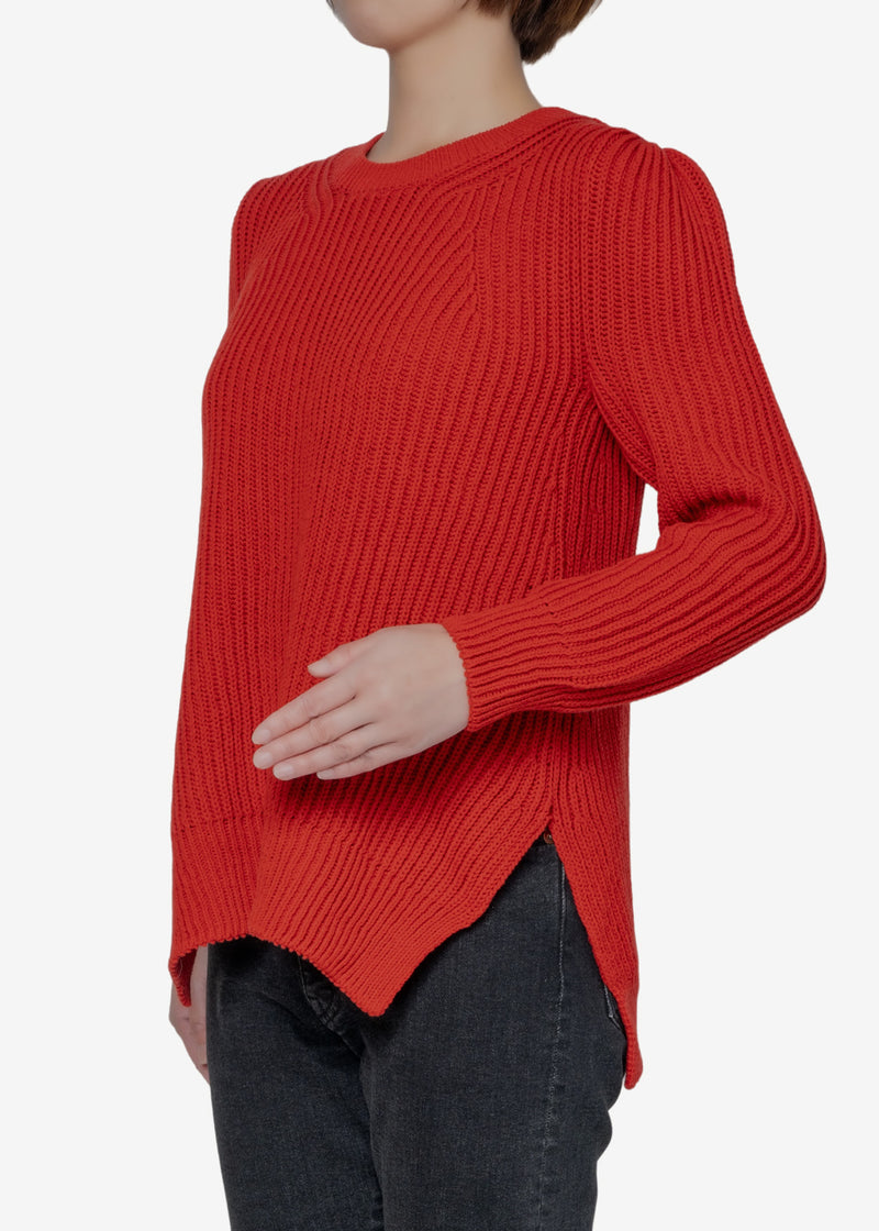 Cotton Balloon Sweater in Red