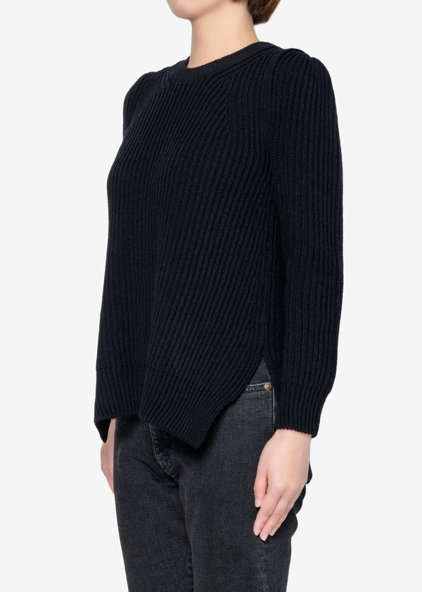 Cotton Balloon Sweater in Black