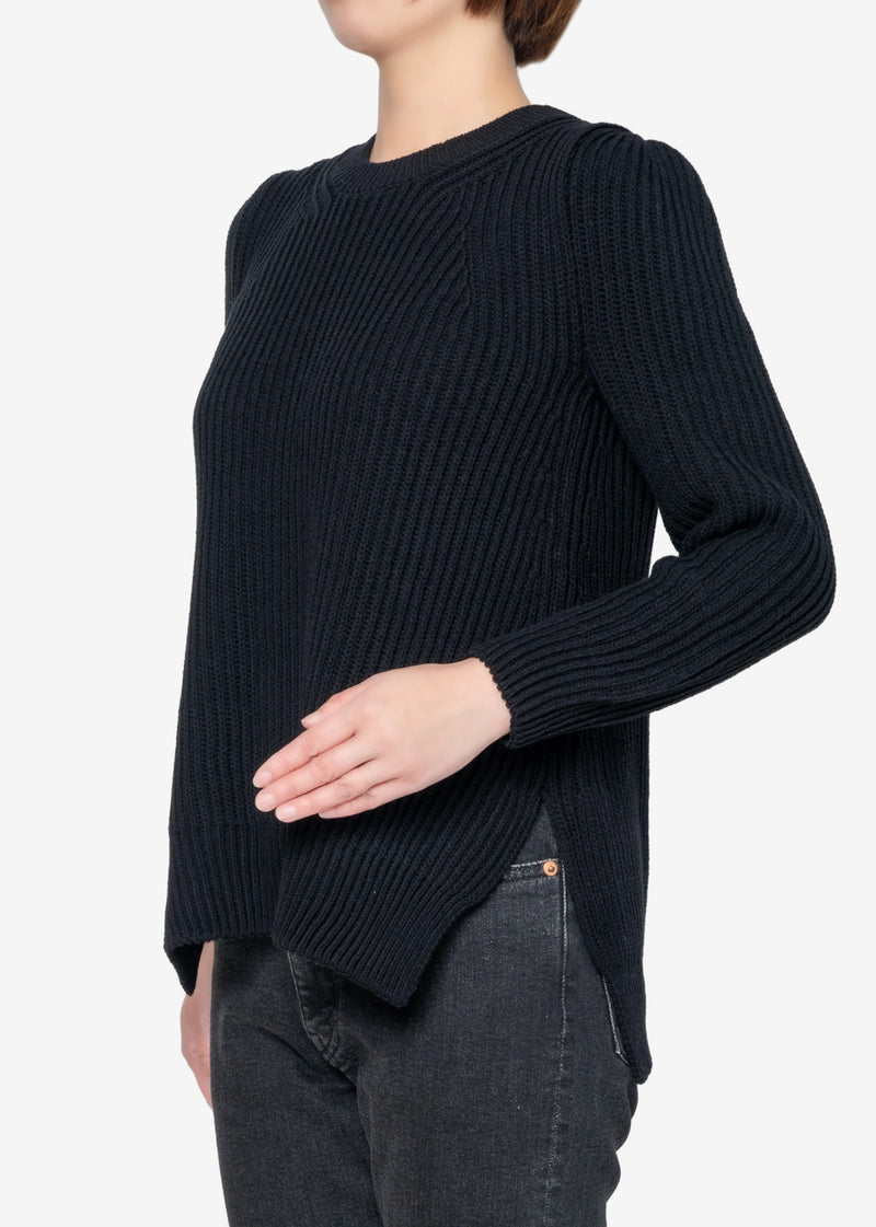 Cotton Balloon Sweater in Black