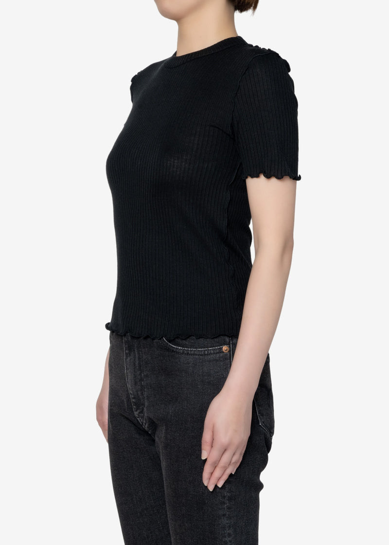 Tencel Solo Rib Tee in Black