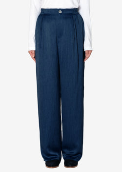 Satin Denim Tumbler Pants in Navy