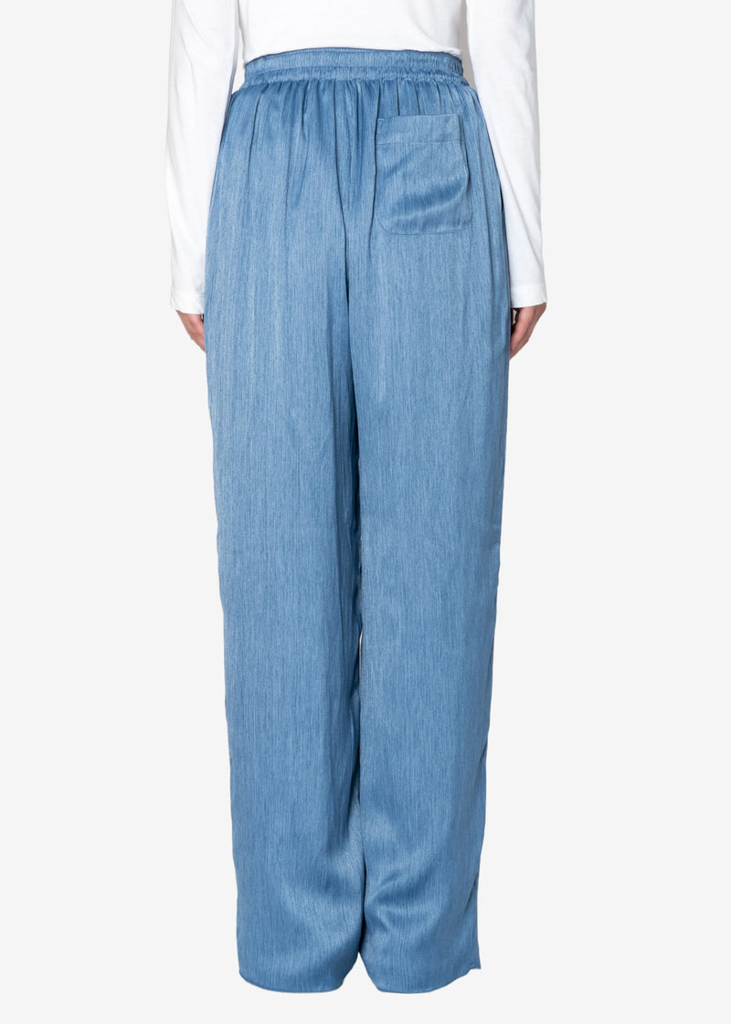 Satin Denim Tumbler Pants in Blue