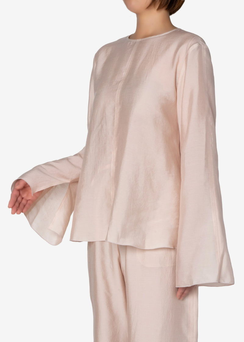 NALYA Silk Lyocell Ribbon Blouse in Pink