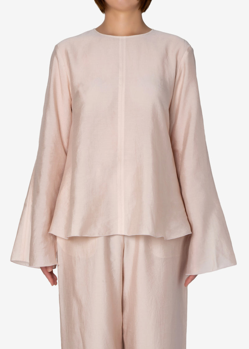 NALYA Silk Lyocell Ribbon Blouse in Pink