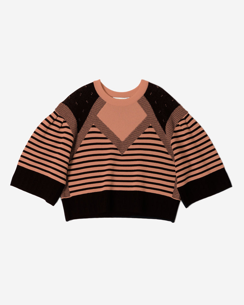 Pattern Stripe Knit Top in Terracotta Mix