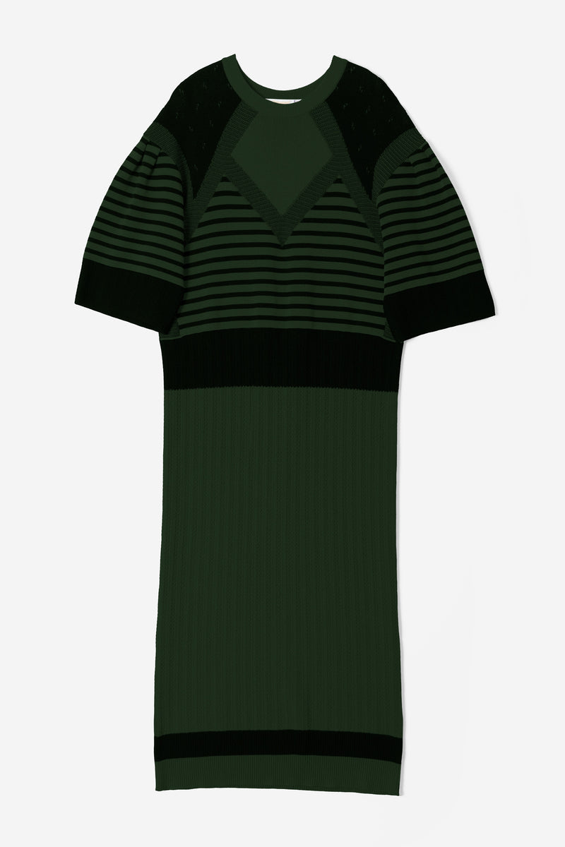 Pattern Stripe Knit Dress in Green Mix – Greed International ...