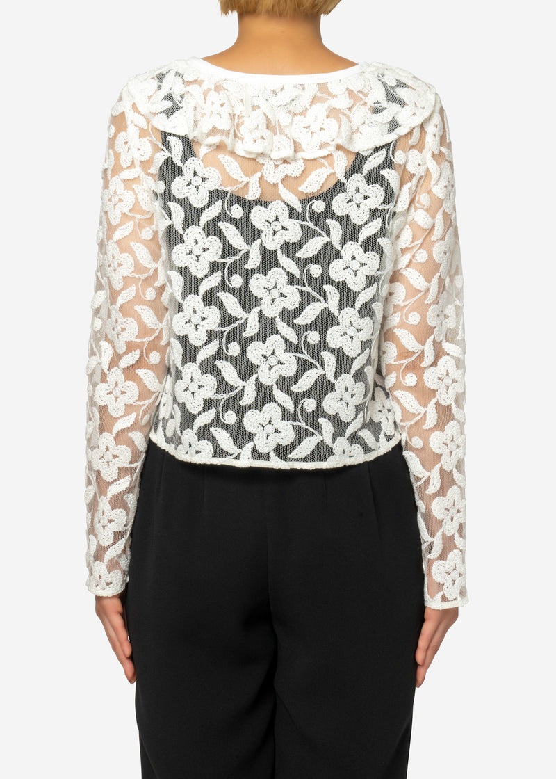 Winding Flower Embroidery Cardigan in White – Greed International ...