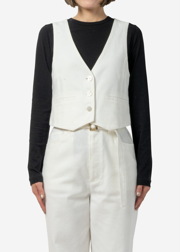 Cotton Linen Vest in White