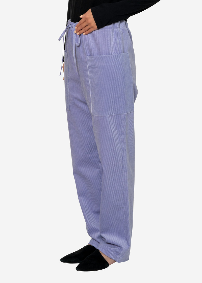 Cotton Linen Corduroy Pants in Purple