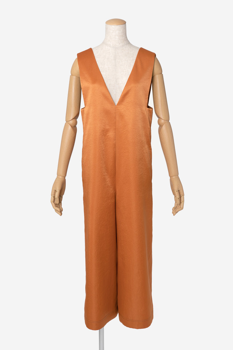 Vintage Pure Satin Jumpsuit in Amber