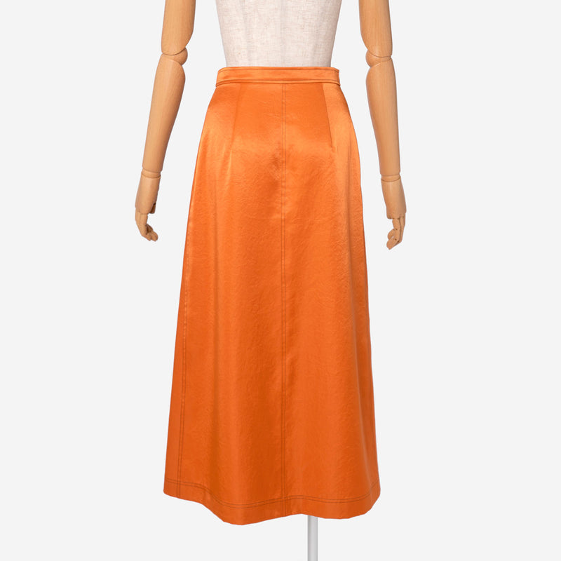 Vintage Pure Satin Skirt in Amber