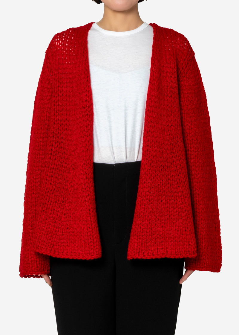 Lily Kid Mohair Flare Cardigan in Red