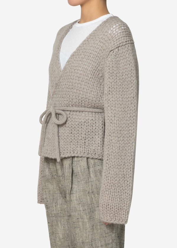 Lily Kid Mohair Cachecoeur Sweater in Lt Gray