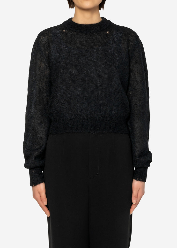 Damage Hole Mohair Short Sweater in Black – Greed International ...