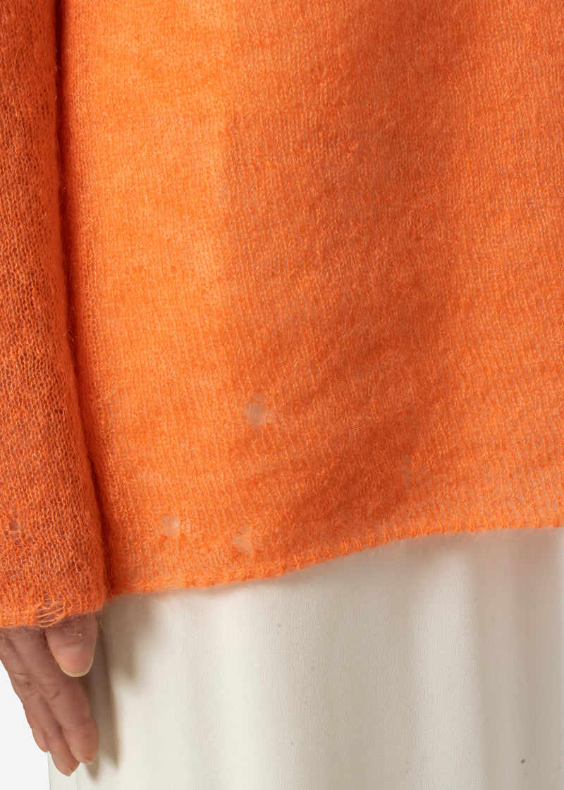 Damage Hole Mohair Long Sweater in Orange