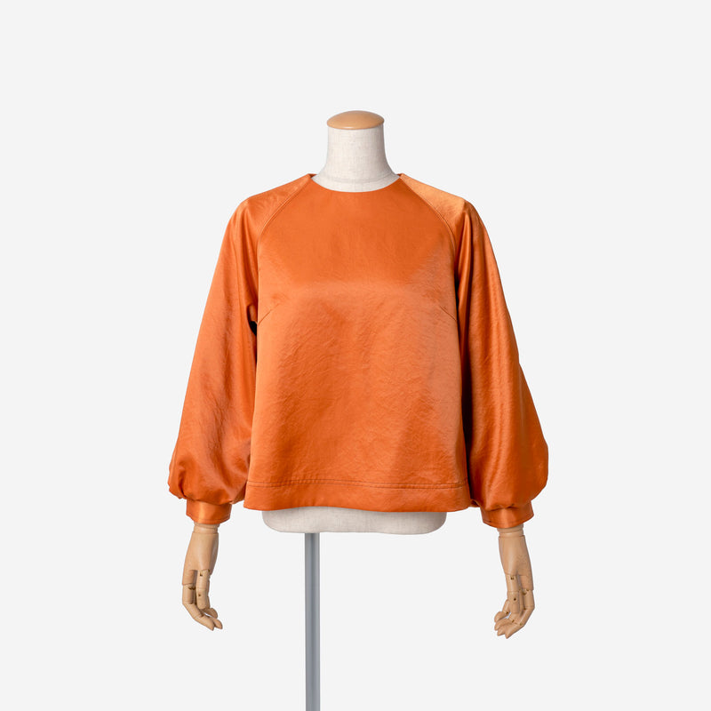 Vintage Pure Satin Puff Blouse in Amber