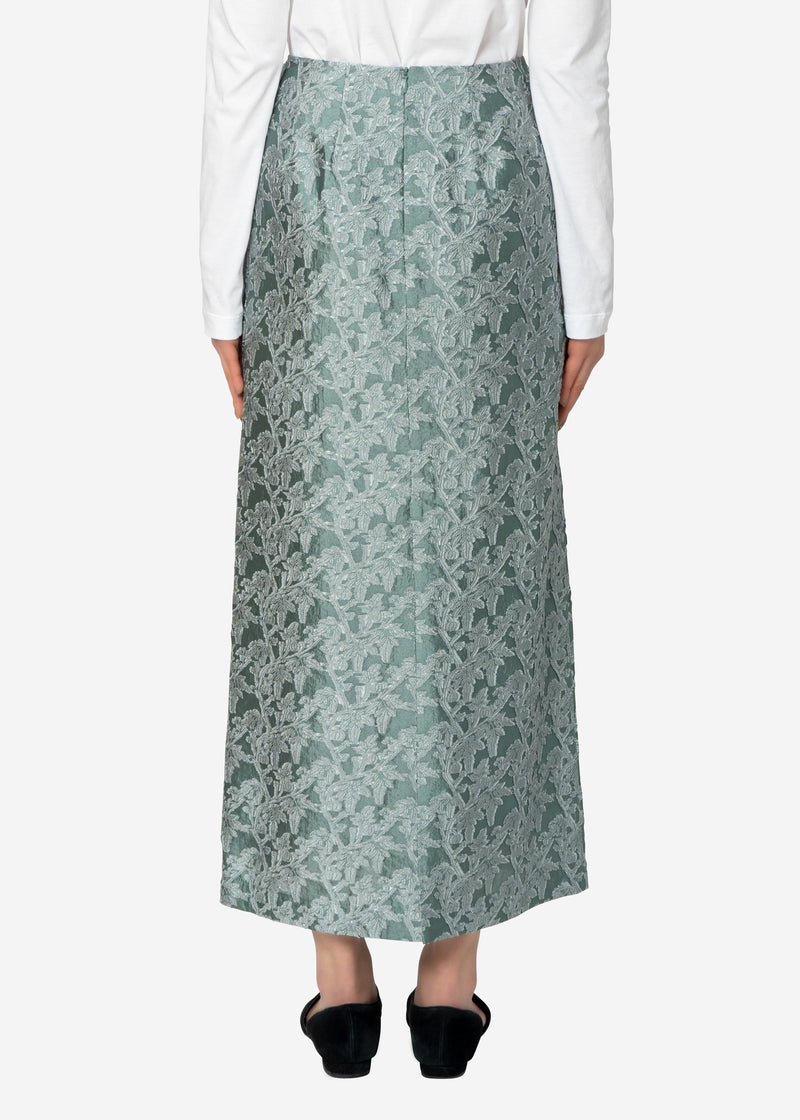Shiny Flower Jacquard Skirt in Olive – Greed International
