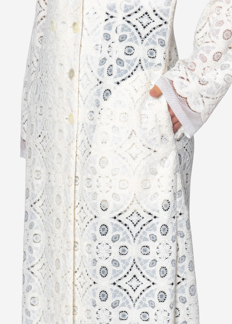 Scallop Lace Coat in White