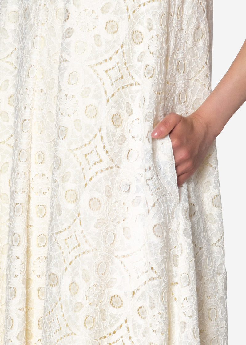Scallop Lace Dress in White