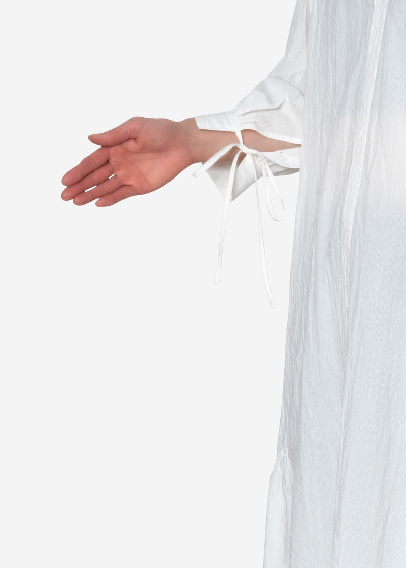 Cordlane Natural Sun-dried Wash Puff Dress in White