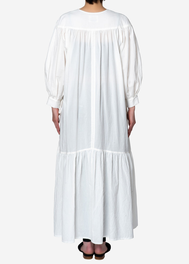 Cordlane Natural Sun-dried Wash Puff Dress in White