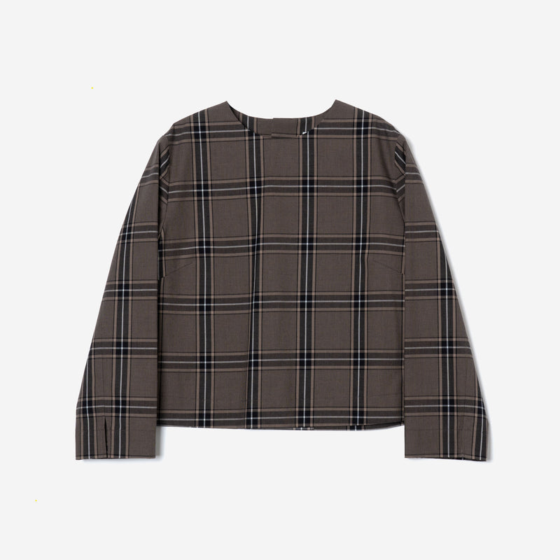 Classic Check Blouse in Brown Mix