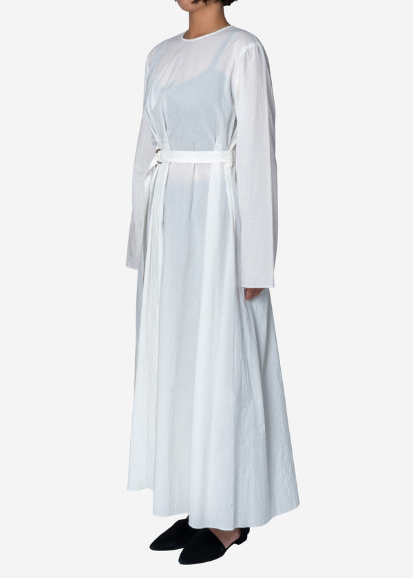 Cordlane Natural Sun-dried Wash Tuck Dress in White
