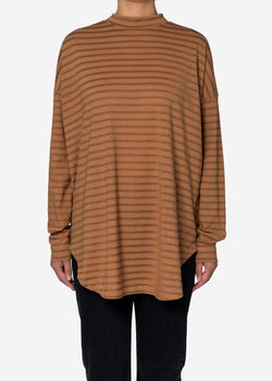 Rencil Stripe Mock Neck in Brown Mix