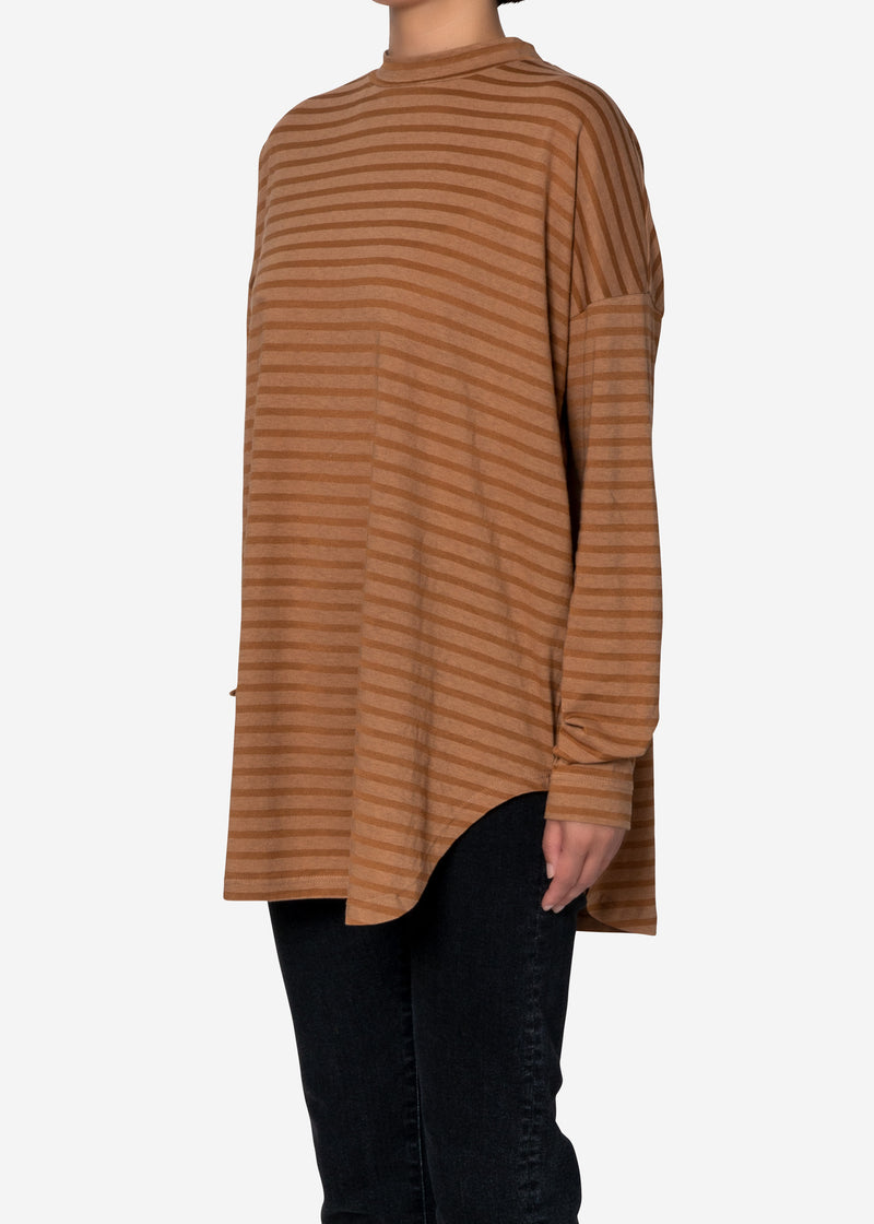 Rencil Stripe Mock Neck in Brown Mix