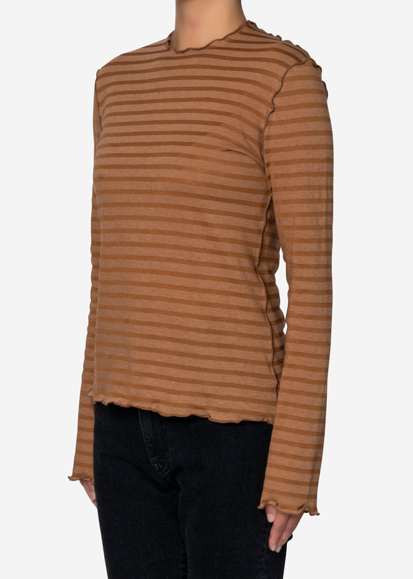 Rencil Stripe Long Sleeve Tee in Brown Mix
