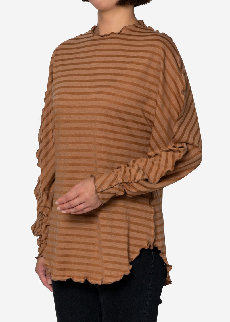 Rencil Stripe Dolman Sleeve in Brown Mix