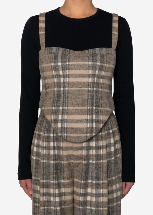 Shaggy Check Corset in Brown mix